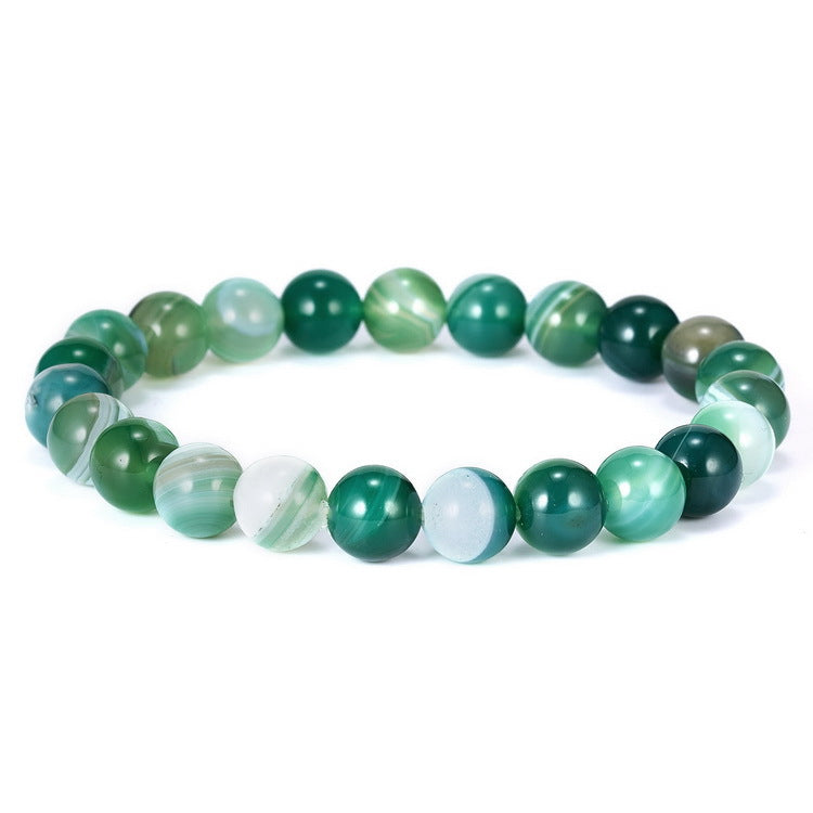 Purple Striped Agate Natural Stone Beaded Bracelet – Unisex Elastic Design