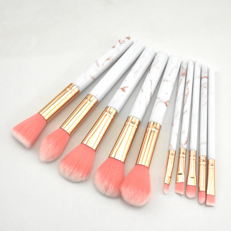 ✨ 10-Piece Marbled Makeup Brush Set — Beginner Beauty Tools 💄