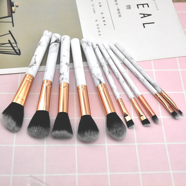 ✨ 10-Piece Marbled Makeup Brush Set — Beginner Beauty Tools 💄