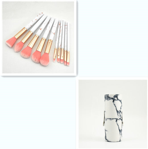 ✨ 10-Piece Marbled Makeup Brush Set — Beginner Beauty Tools 💄