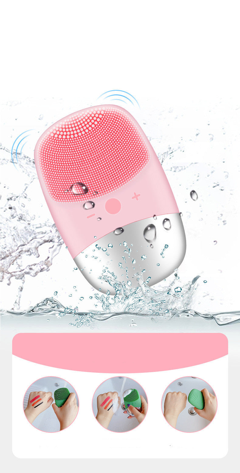🧼💗 Mini Silicone Electric Face Cleansing Brush | Sonic Facial Cleanser & Skin Massager