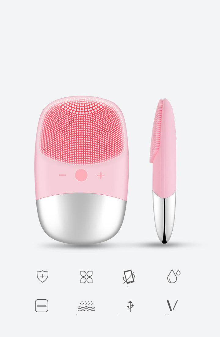 🧼💗 Mini Silicone Electric Face Cleansing Brush | Sonic Facial Cleanser & Skin Massager
