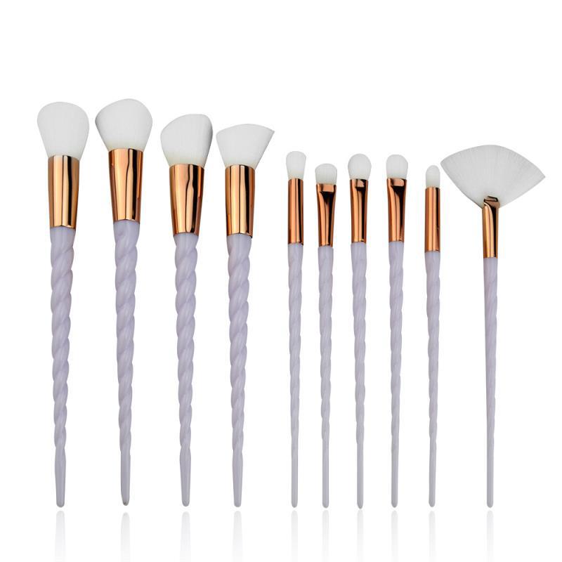 🌈✨ Multi-Color Spiral 10-Piece Makeup Brush Set 💄