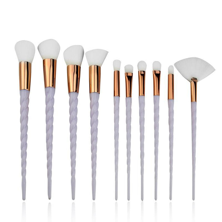🌈✨ Multi-Color Spiral 10-Piece Makeup Brush Set 💄
