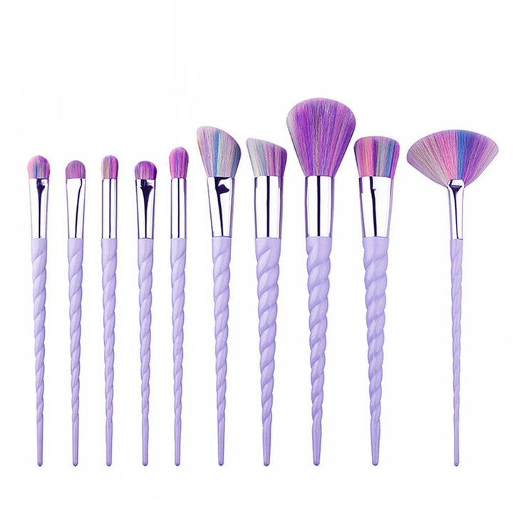 🌈✨ Multi-Color Spiral 10-Piece Makeup Brush Set 💄