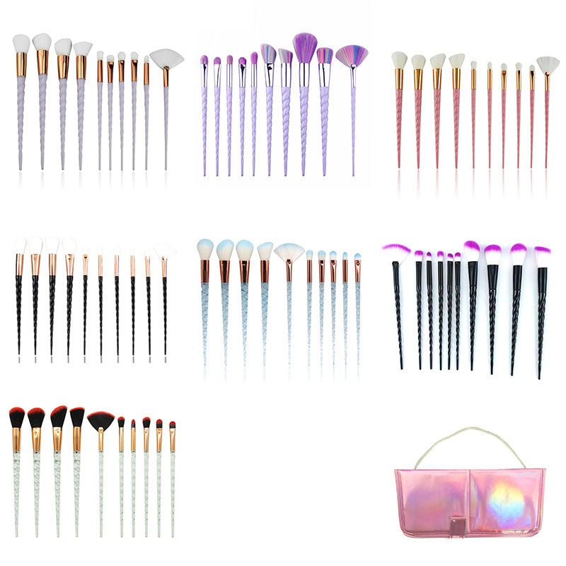 🌈✨ Multi-Color Spiral 10-Piece Makeup Brush Set 💄