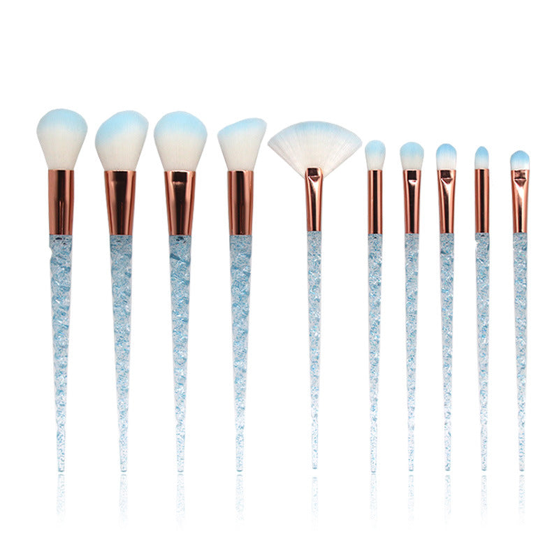 🌈✨ Multi-Color Spiral 10-Piece Makeup Brush Set 💄