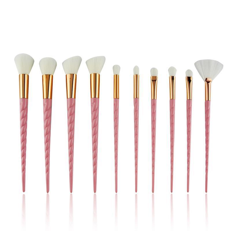 🌈✨ Multi-Color Spiral 10-Piece Makeup Brush Set 💄