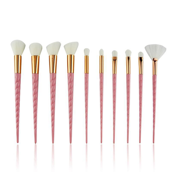 🌈✨ Multi-Color Spiral 10-Piece Makeup Brush Set 💄
