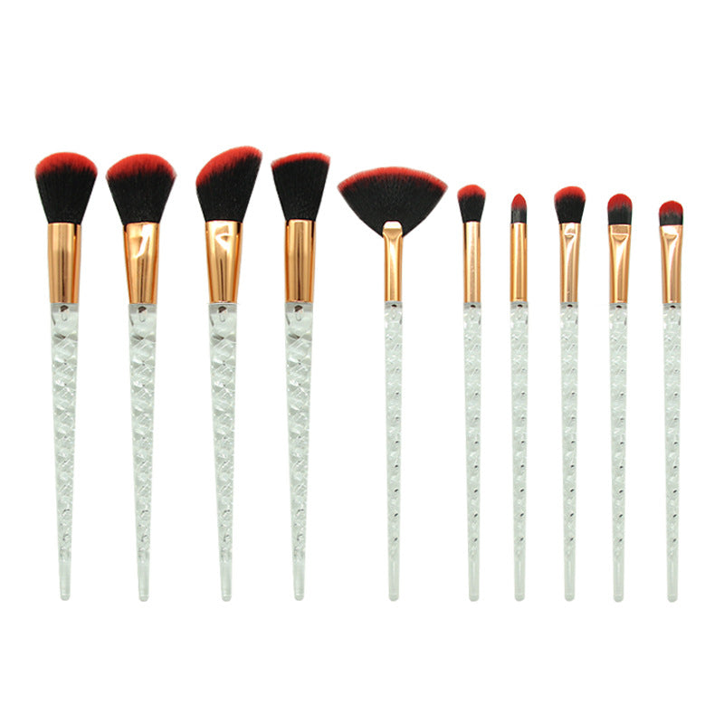 🌈✨ Multi-Color Spiral 10-Piece Makeup Brush Set 💄