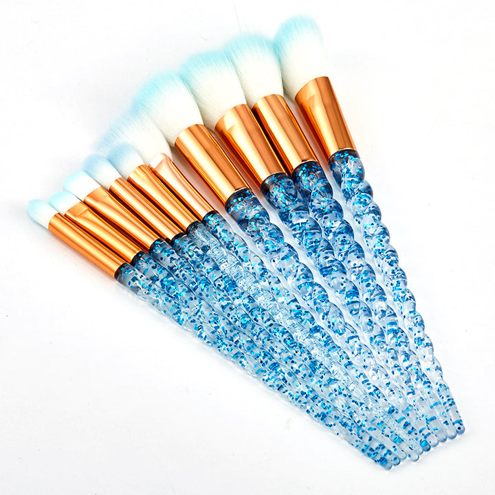 🌈✨ Multi-Color Spiral 10-Piece Makeup Brush Set 💄