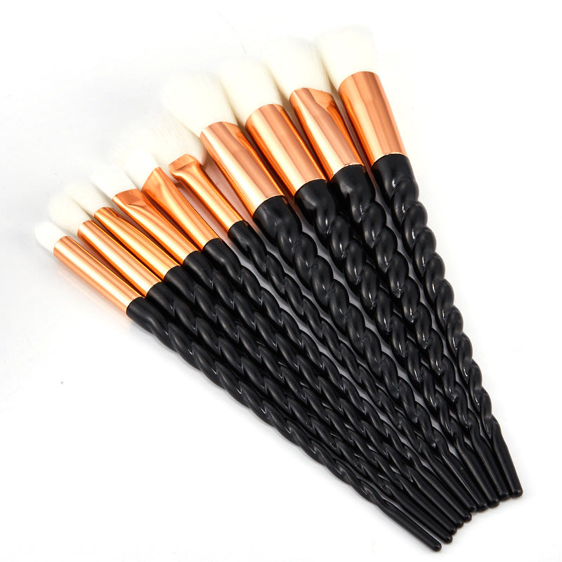 🌈✨ Multi-Color Spiral 10-Piece Makeup Brush Set 💄