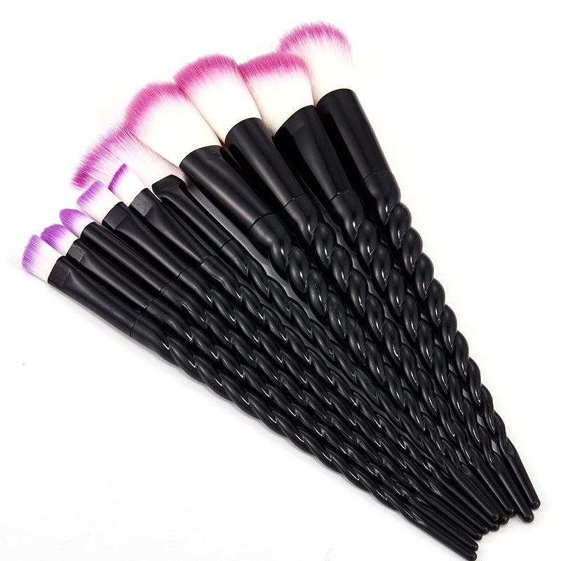 🌈✨ Multi-Color Spiral 10-Piece Makeup Brush Set 💄