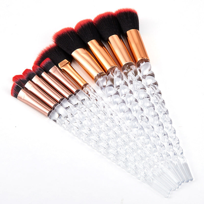 🌈✨ Multi-Color Spiral 10-Piece Makeup Brush Set 💄