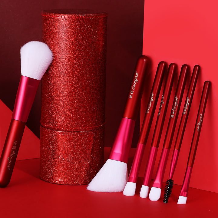 ✨ 9-Piece Rice White Bucket Makeup Brush Set — Horse Hair Beauty Tools 💄🤍