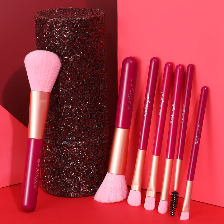 ✨ 9-Piece Rice White Bucket Makeup Brush Set — Horse Hair Beauty Tools 💄🤍