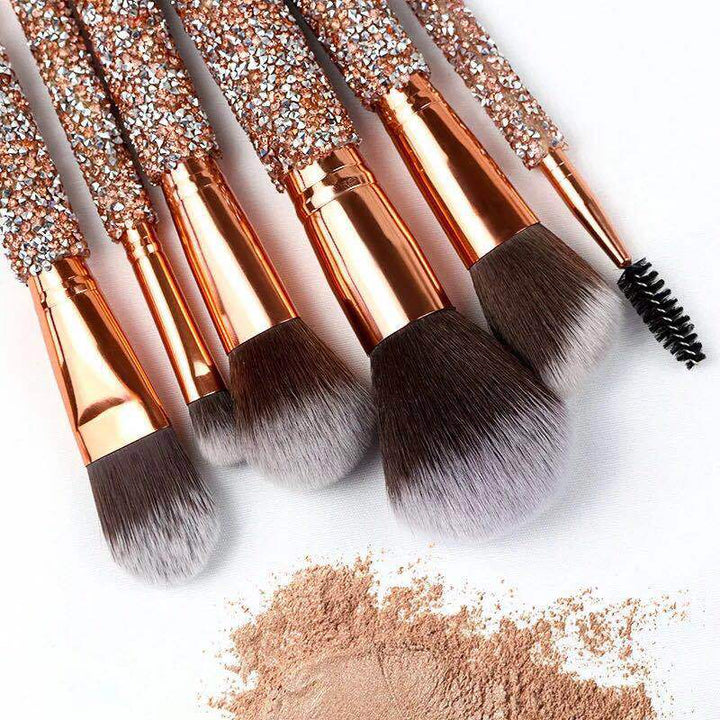 ✨ 10-Piece Diamond-Encrusted Makeup Brush Set — Luxury Beauty Tools 💄💎