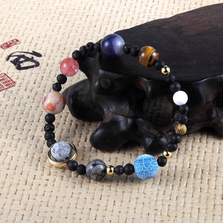 Galaxy Solar System Bracelet – Universe Nine Planets Natural Stone