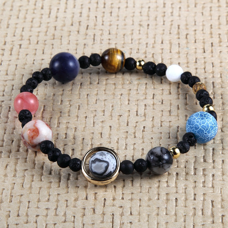 Galaxy Solar System Bracelet – Universe Nine Planets Natural Stone