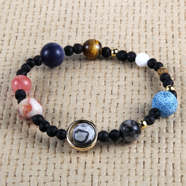 Galaxy Solar System Bracelet – Universe Nine Planets Natural Stone