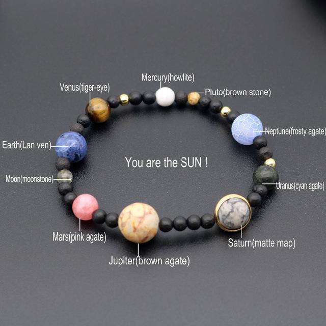 Galaxy Solar System Bracelet – Universe Nine Planets Natural Stone