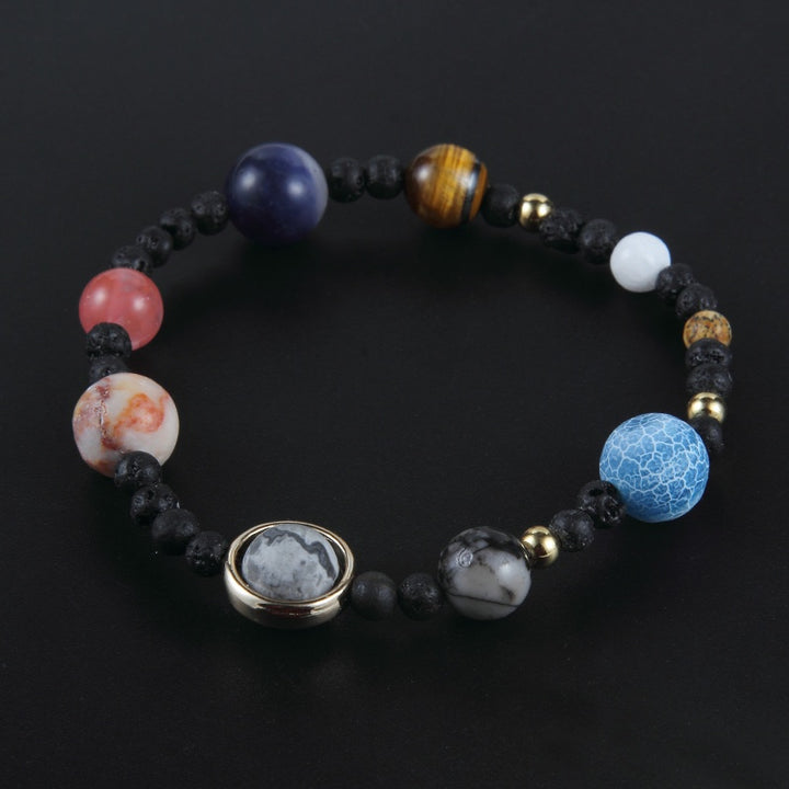 Galaxy Solar System Bracelet – Universe Nine Planets Natural Stone
