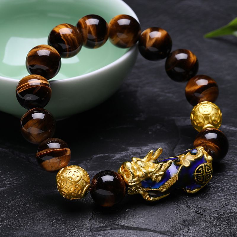 Trendy Natural Black Agate & Tiger Eye Bracelet – Couple Style