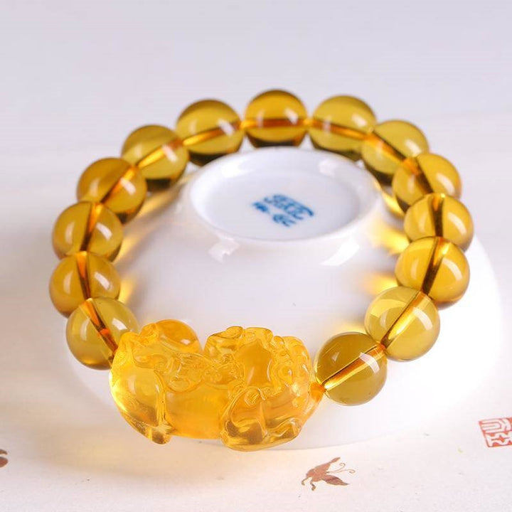 Hu Kaiguang Citrine Pixiu Bracelet – Lucky Mahjong & Wealth Charm