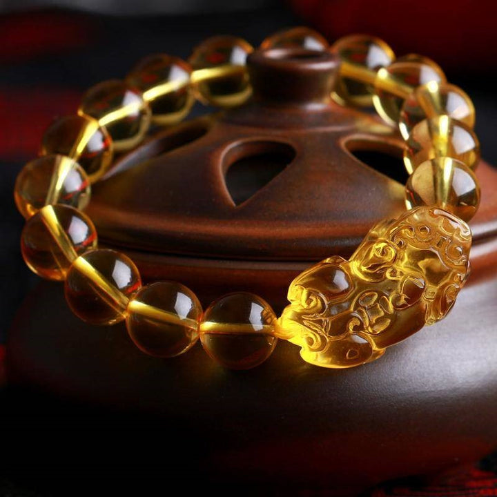 Hu Kaiguang Citrine Pixiu Bracelet – Lucky Mahjong & Wealth Charm