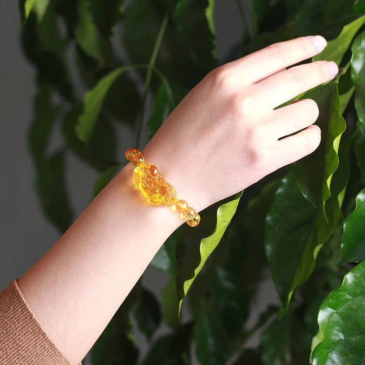 Hu Kaiguang Citrine Pixiu Bracelet – Lucky Mahjong & Wealth Charm