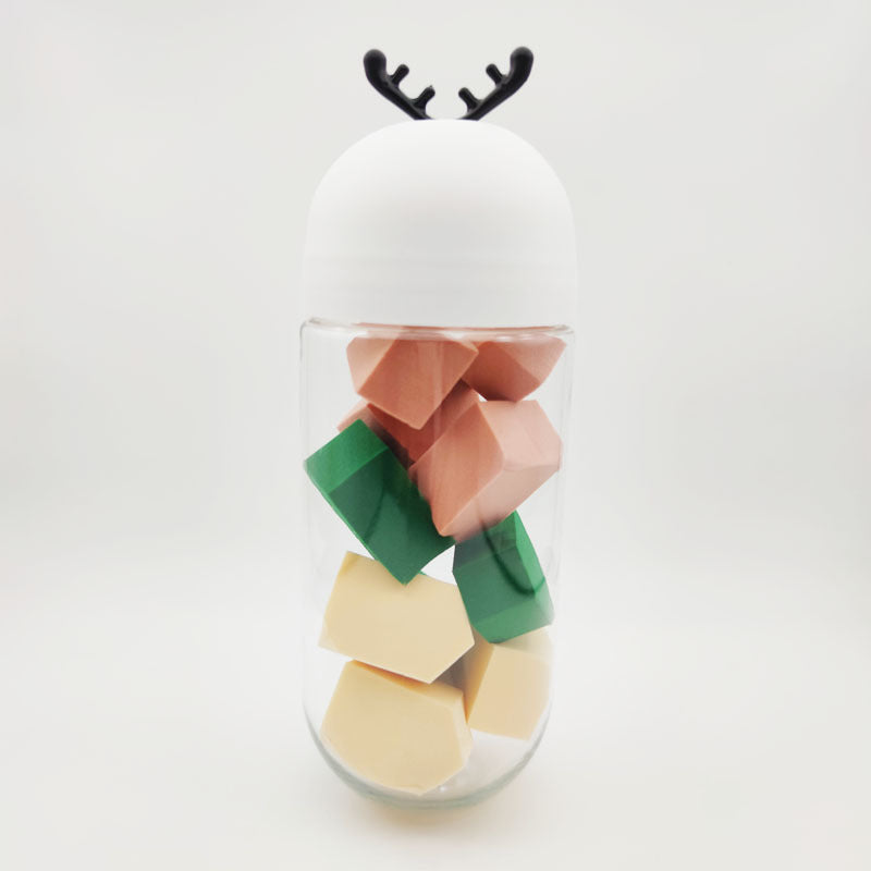 🦌💄 Cute Antler Bottled Beauty Egg | Flat Air Cushion Makeup Sponge Set