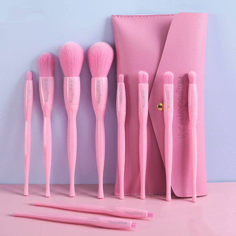 ✨ 10-Piece Candy Color Makeup Brush Set — Eyeshadow, Blush & Foundation Tools 💄🍬