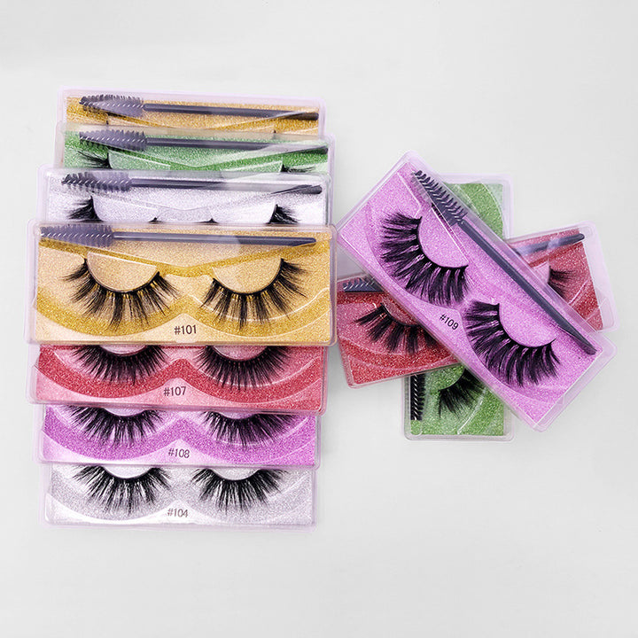 👁️✨ Natural 3D False Eyelashes – Imitation Mink Elongated Eye Tail Lash Set (1 Pair with Brush)