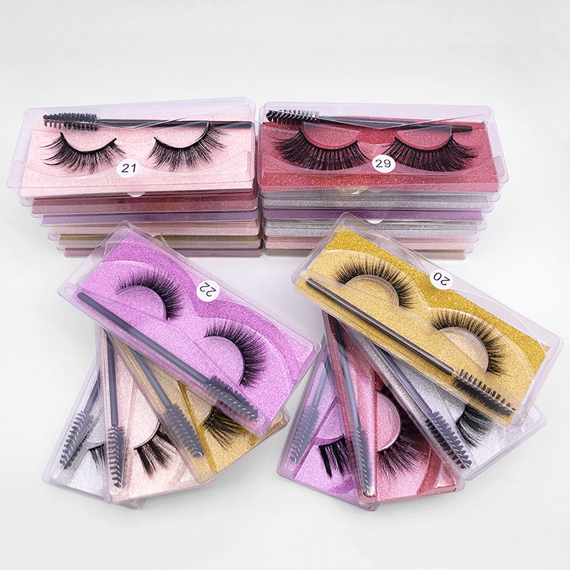 👁️✨ Natural 3D False Eyelashes – Imitation Mink Elongated Eye Tail Lash Set (1 Pair with Brush)