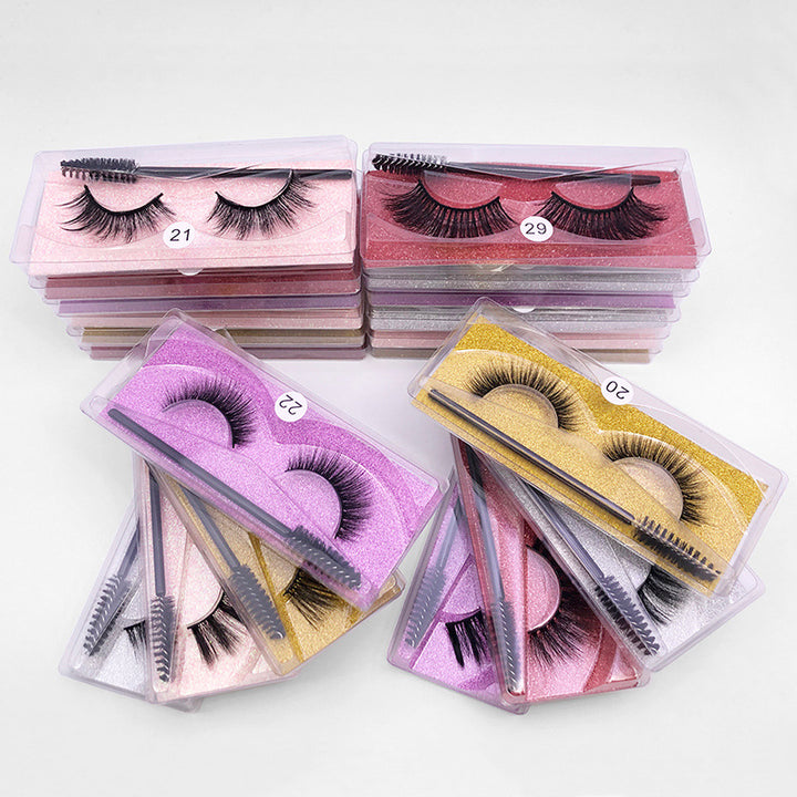👁️✨ Natural 3D False Eyelashes – Imitation Mink Elongated Eye Tail Lash Set (1 Pair with Brush)