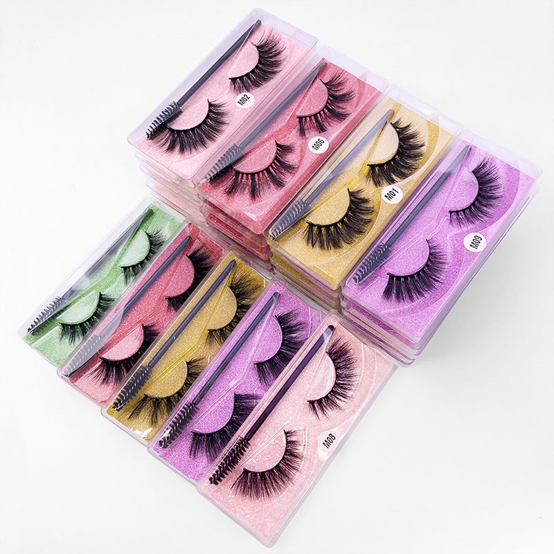 👁️✨ Natural 3D False Eyelashes – Imitation Mink Elongated Eye Tail Lash Set (1 Pair with Brush)