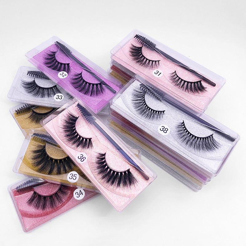 👁️✨ Natural 3D False Eyelashes – Imitation Mink Elongated Eye Tail Lash Set (1 Pair with Brush)