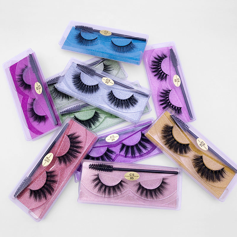 👁️✨ Natural 3D False Eyelashes – Imitation Mink Elongated Eye Tail Lash Set (1 Pair with Brush)