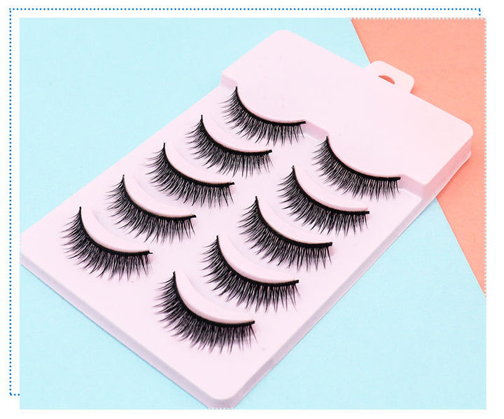 👁️✨ Natural Short Cross False Eyelashes – Handmade Soft Eye Makeup Lashes (5 Pairs)