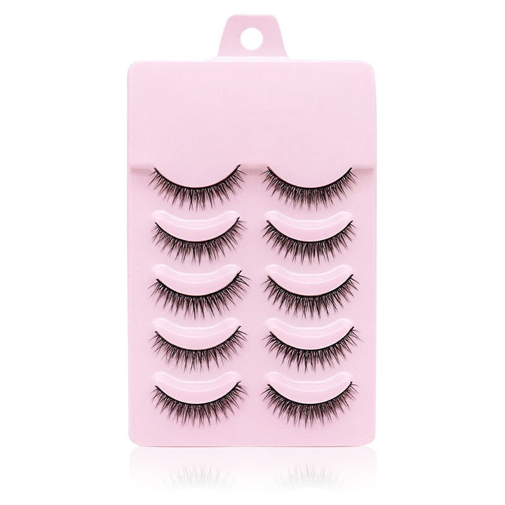 👁️✨ Natural Short Cross False Eyelashes – Handmade Soft Eye Makeup Lashes (5 Pairs)