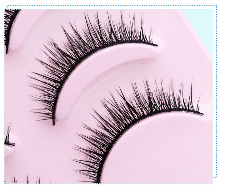 👁️✨ Natural Short Cross False Eyelashes – Handmade Soft Eye Makeup Lashes (5 Pairs)