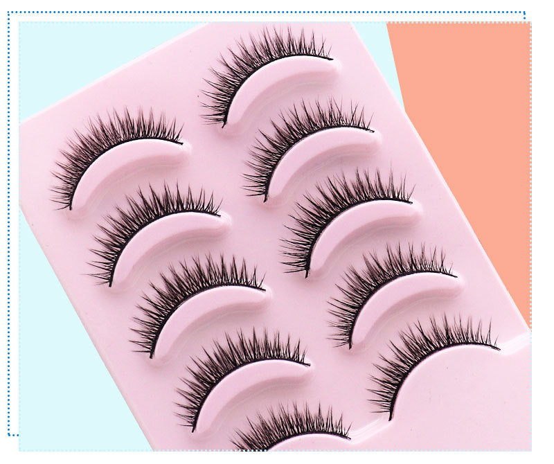 👁️✨ Natural Short Cross False Eyelashes – Handmade Soft Eye Makeup Lashes (5 Pairs)