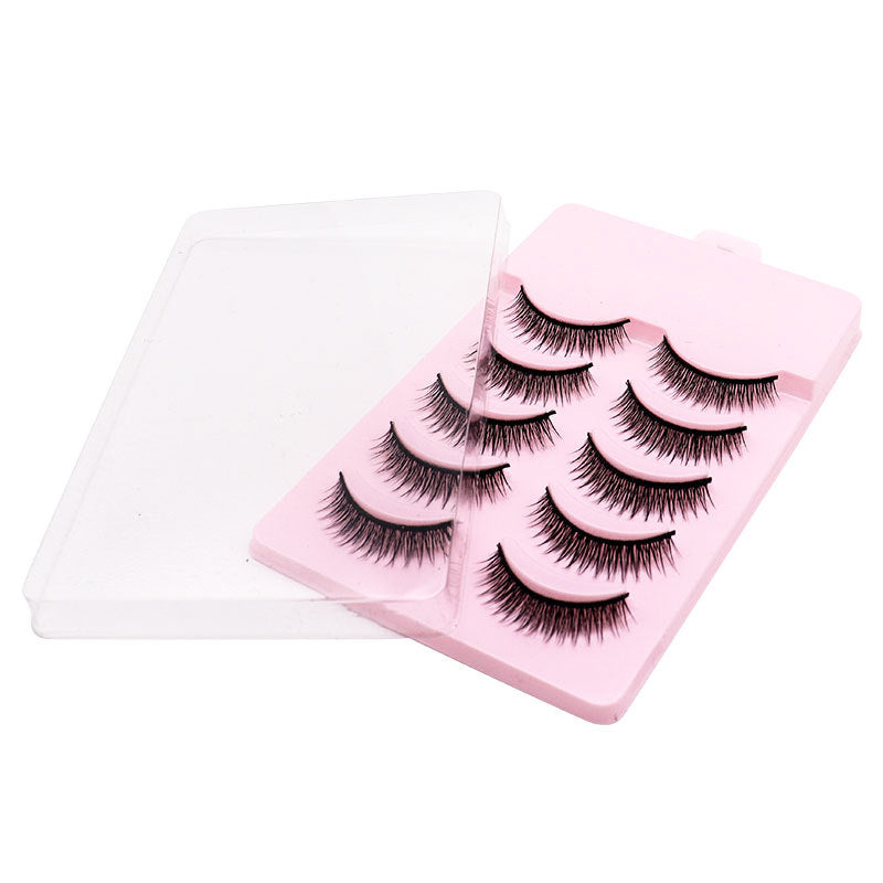 👁️✨ Natural Short Cross False Eyelashes – Handmade Soft Eye Makeup Lashes (5 Pairs)
