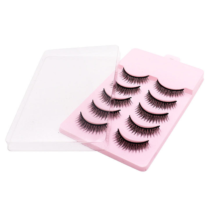 👁️✨ Natural Short Cross False Eyelashes – Handmade Soft Eye Makeup Lashes (5 Pairs)