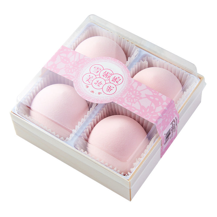 🥚💄 4PCS Super Soft Xue Mei Niang Makeup Egg Set – Cute Steamed Bun Beauty Sponge (Wet & Dry Puff)