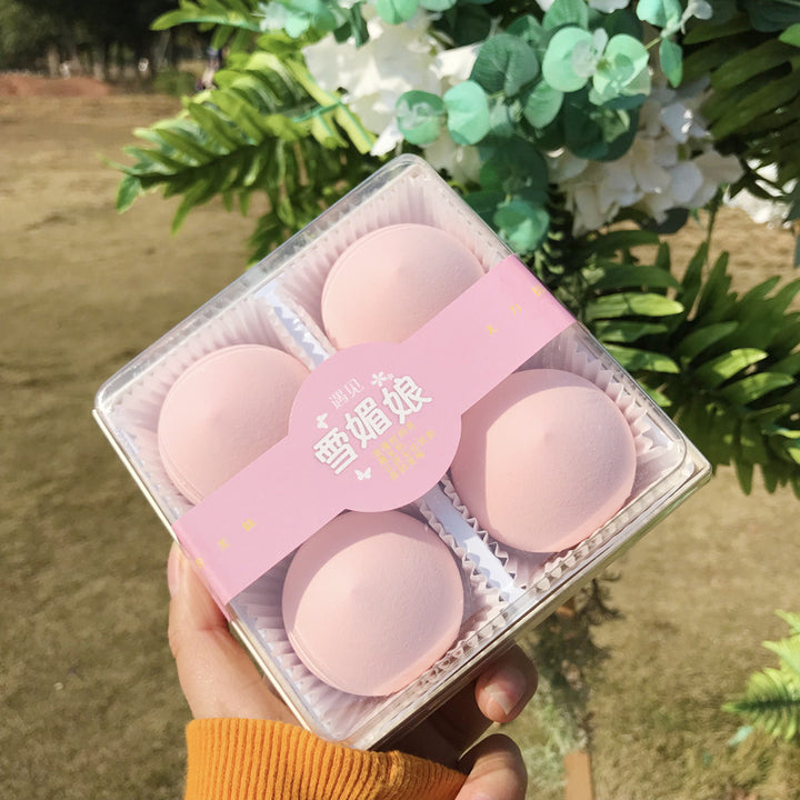 🥚💄 4PCS Super Soft Xue Mei Niang Makeup Egg Set – Cute Steamed Bun Beauty Sponge (Wet & Dry Puff)