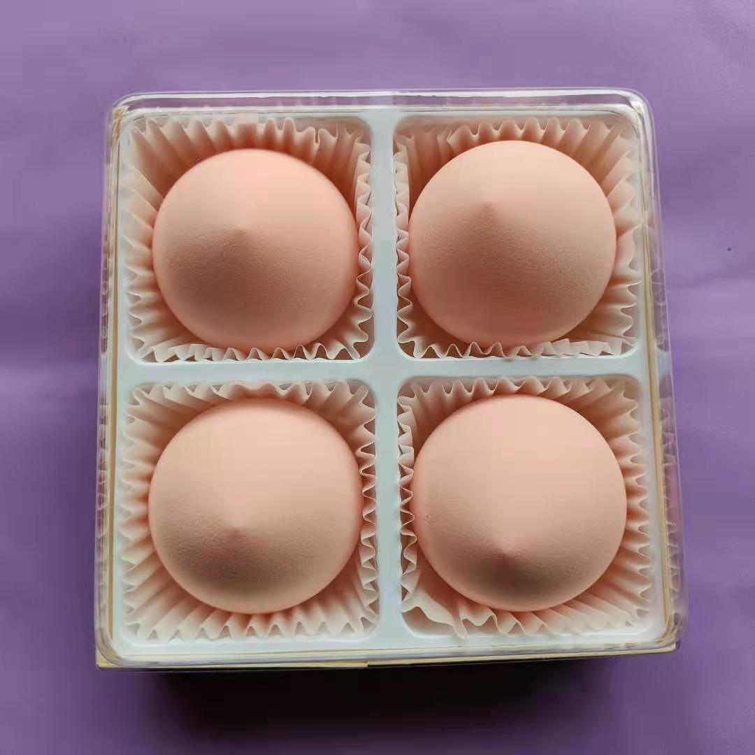 🥚💄 4PCS Super Soft Xue Mei Niang Makeup Egg Set – Cute Steamed Bun Beauty Sponge (Wet & Dry Puff)