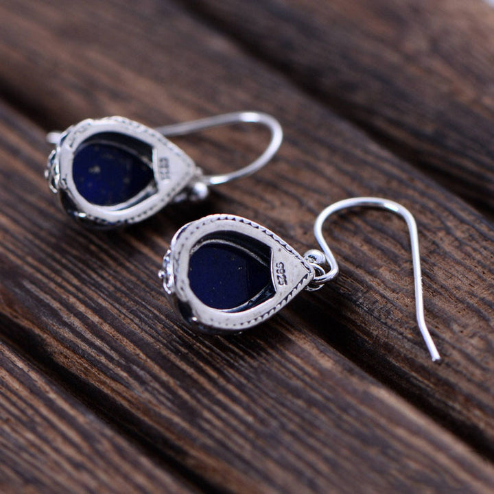 Sterling Silver Lapis Water Drop Earrings – Elegant Teardrop Jewelry for Women