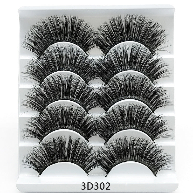 👁️✨ Mink False Eyelashes – 3D Soft Cotton Stem Lash Set (5 Pairs)