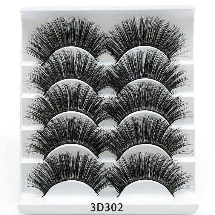 👁️✨ Mink False Eyelashes – 3D Soft Cotton Stem Lash Set (5 Pairs)